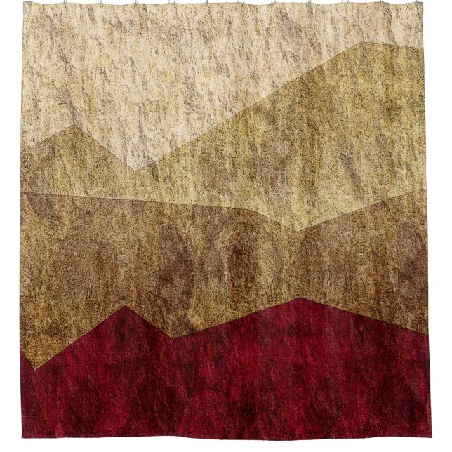 Beige, Tan, Brown, Maroon Graphic Shower Curtain (Front)