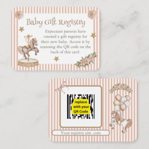 Beige/Tan Carousel Horse Gift Registry Enclosure Card