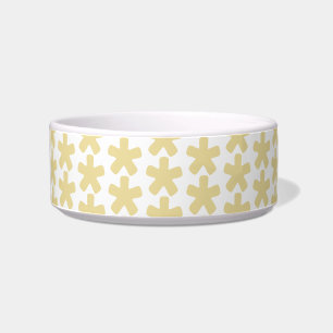 beige tan geometric floral pattern pet bowl