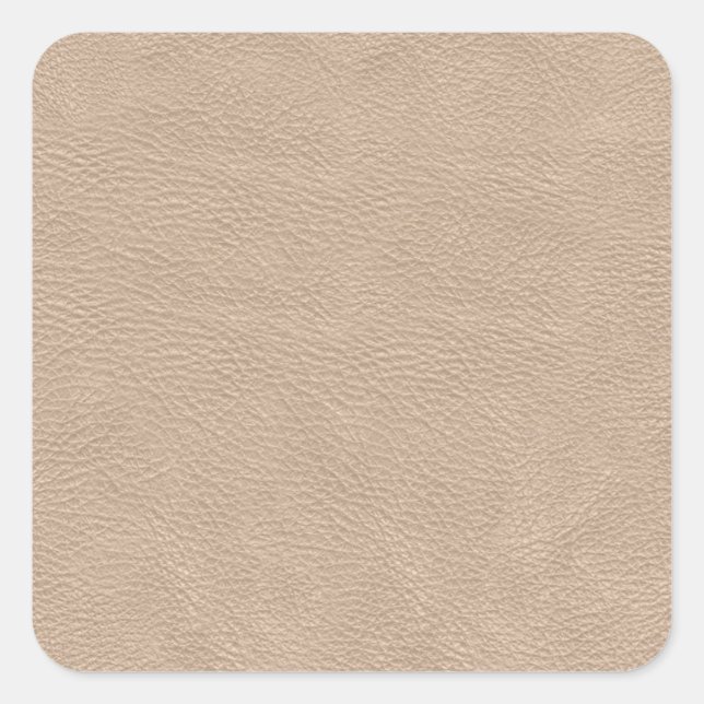 Beige Tan Leather Texture Square Sticker (Front)