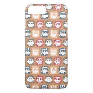 Beige Tan Owl Pattern iPhone 8 Plus/7 Plus Case