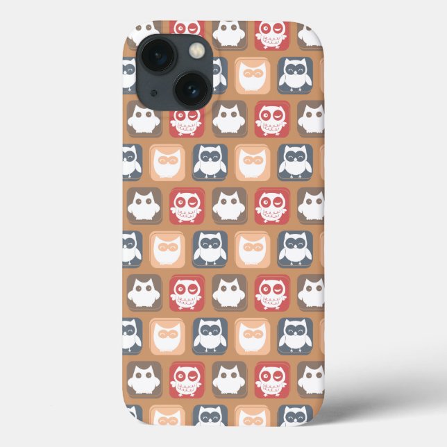 Beige Tan Owl Pattern Case-Mate iPhone Case (Back)