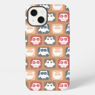 Beige Tan Owl Pattern iPhone Case