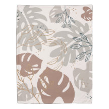 Beige Tan Tropical Leaves