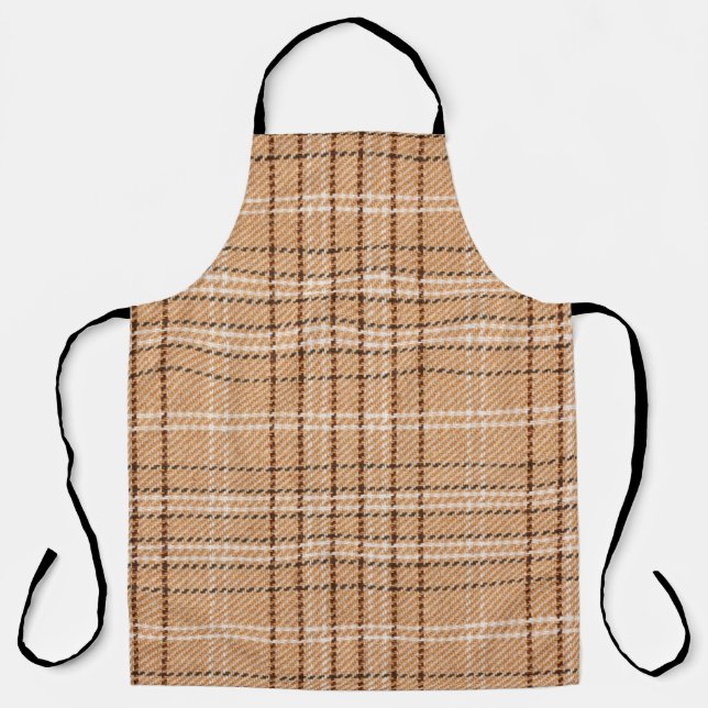beige tartan background a checked plaid weave patt apron (Front)