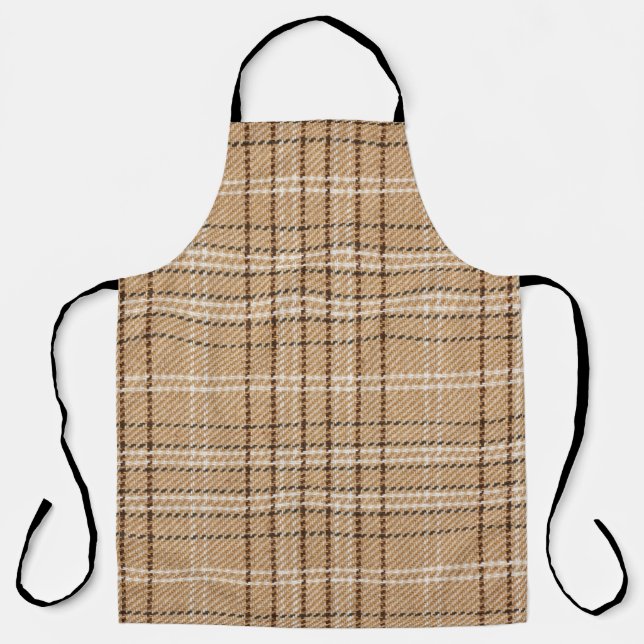 Beige Tartan: Classic Plaid Weave. Apron (Front)
