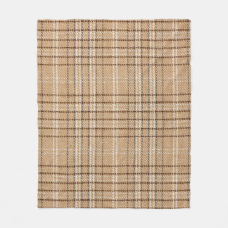 Beige Tartan: Classic Plaid Weave. Fleece Blanket