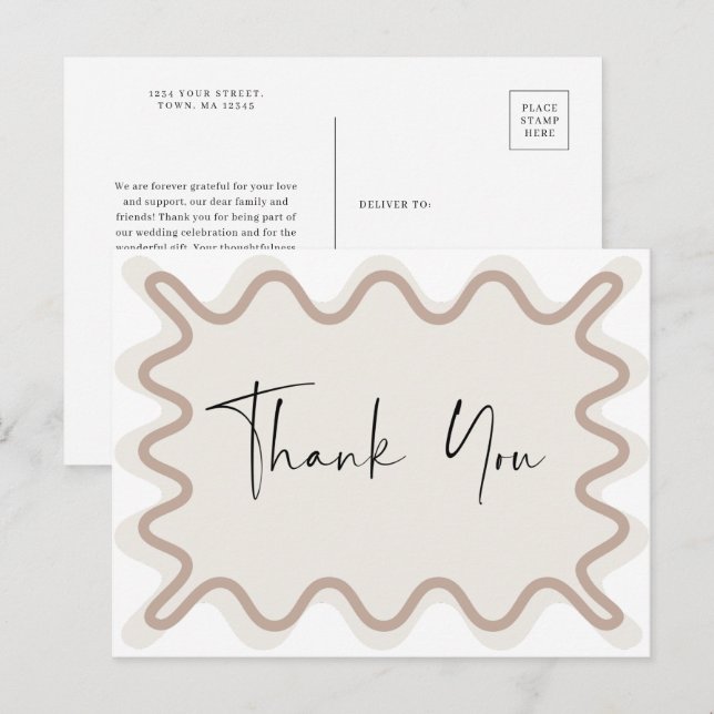 Beige Taupe Border Thank You postcard (Front/Back)