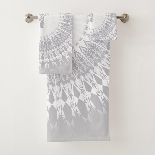 Beige Taupe Elephant Mandala Bath Towel Set (Insitu)