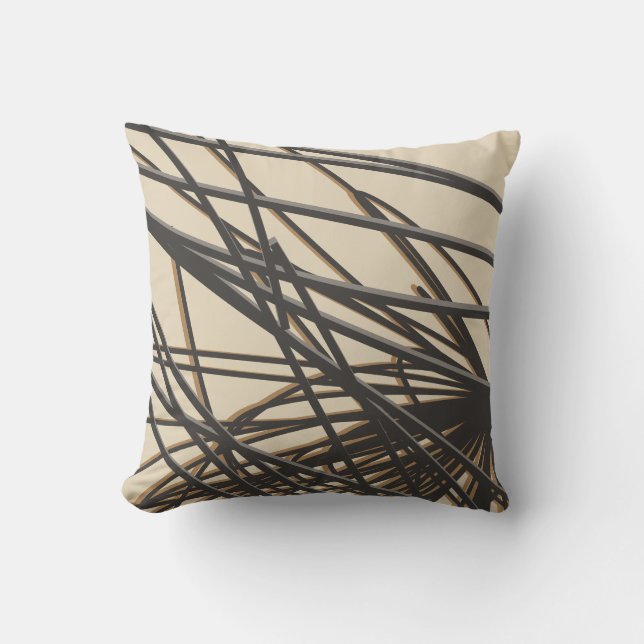 Beige Taupe & Grey Modern Stylish Abstract Cushion (Front)