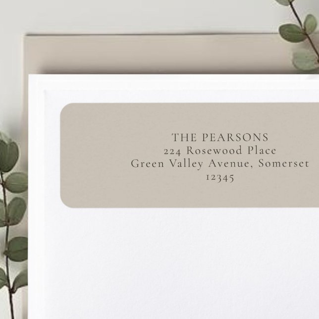 Beige Taupe  | Simple Wedding Return Address Label (Creator Uploaded)