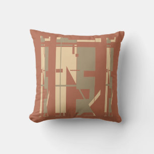 Beige Taupe Southwest Tribal Motif on Light Rust Cushion