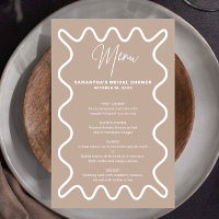 Beige Taupe Wavy Border menu card with name