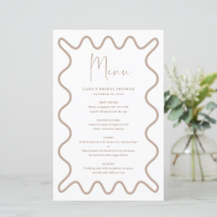 Beige Taupe Wavy Border menu card with name