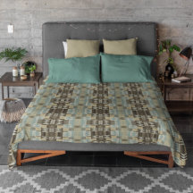 Beige Teal Blue Green Taupe Brown Tribal Pattern