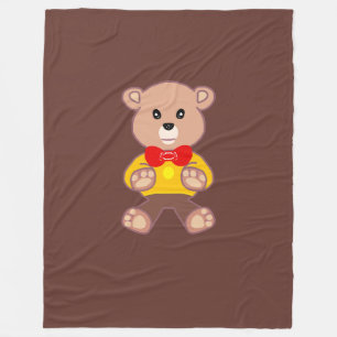 Beige Teddy Bear On Brown Fleece Blanket