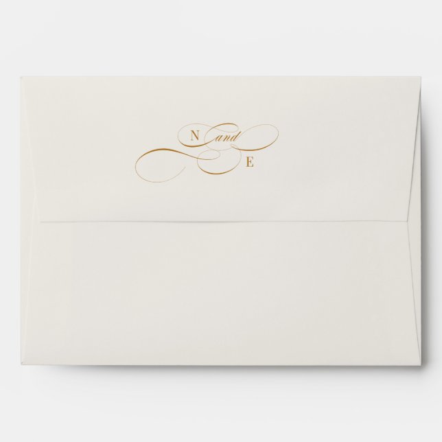 Beige & Terracotta Calligraphy Wedding Envelope (Back (Top Flap))