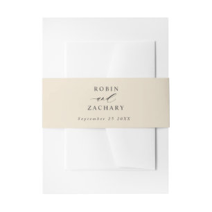 Beige, Terracotta, Modern Simple Wedding Invitation Belly Band