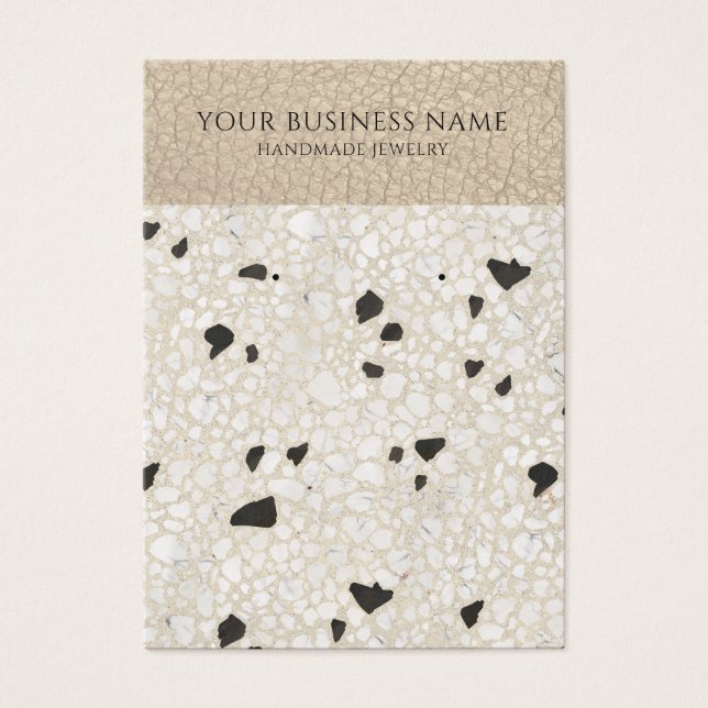 Beige Terrazzo Leather Earring Display Cards (Front)