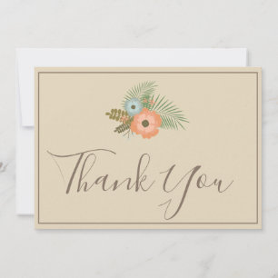 Beige Thank You Beautiful  floral Card