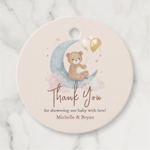 Beige Thank You Teddy Bear Baby Shower Favour Tags