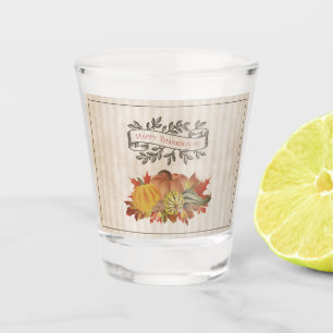 Beige Thanksgiving Pumpkins and Squash Shot Glass