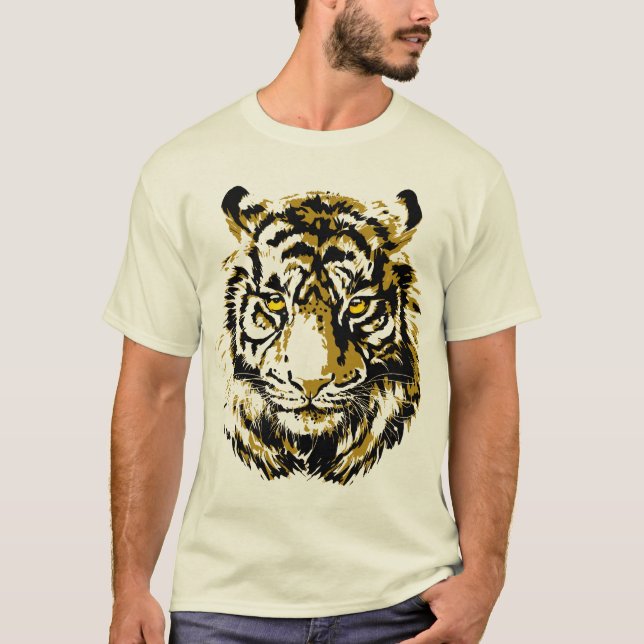 Beige Tiger Yellow | Colourful Tiger T-Shirt (Front)
