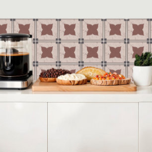 Beige tile with tile-coloured flower & grey frame