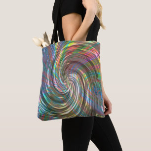 Beige to lilac blue pearly or metallic swirl tote bag