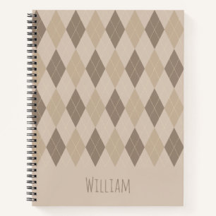 Beige Tones Argyle Pattern Notebook