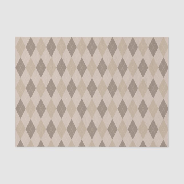 Beige Tones Argyle Pattern Tissue Paper (Front)