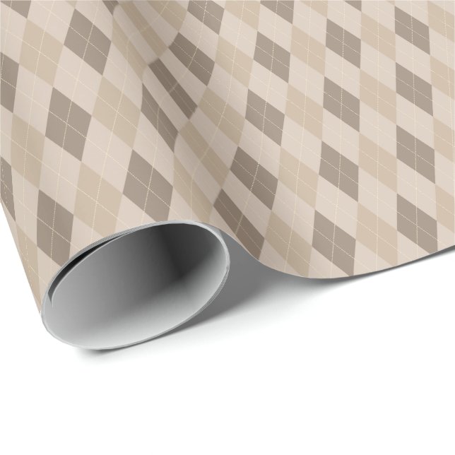 Beige Tones Argyle Wrapping Paper (Roll Corner)