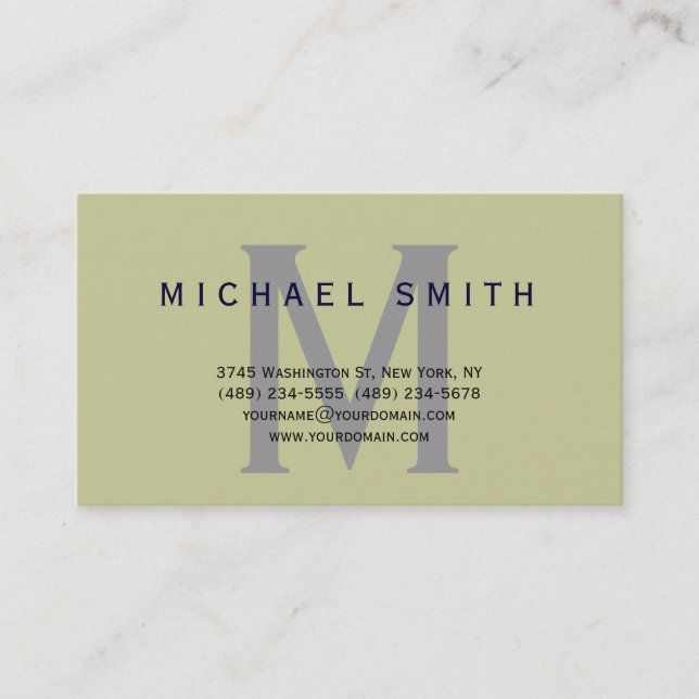 Beige Trendy Monogram Consultant Business Card (Front)