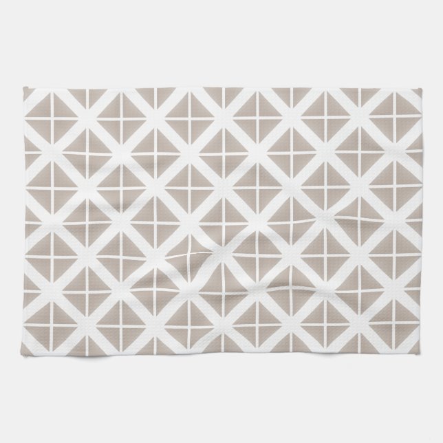Beige Trendy Triangle Pattern Tea Towel (Horizontal)