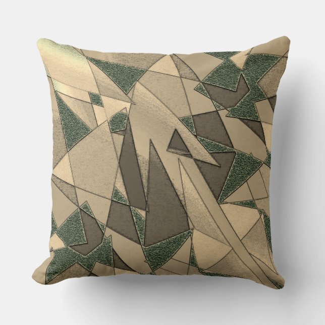 Beige triangular cutout on 'dark green background' cushion (Front)