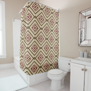 Beige Tribal-Inspired Shower Curtain