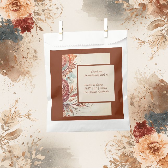 beige tribal wedding motif favour bag (Creator Uploaded)