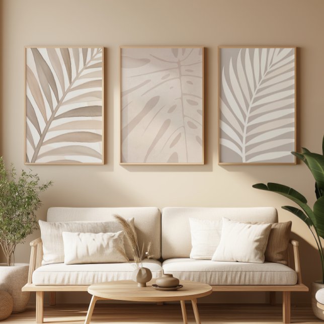 Beige Tropical Leaf Set – Japandi Art (Creator Uploaded)