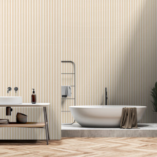 Beige Two Inch Wide Butcher Stripe Wallpaper