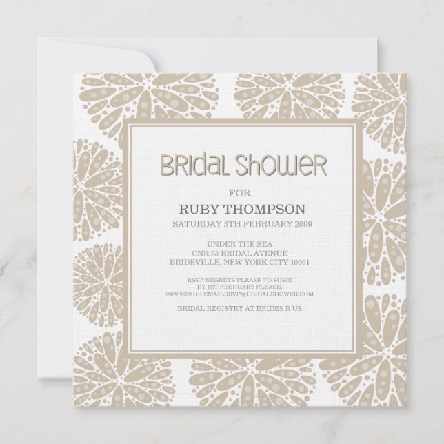 BEIGE Under the Sea Coral Modern BRIDAL SHOWER Invitation (Front)