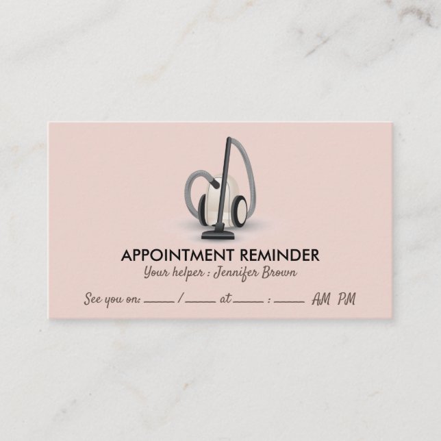 Beige Vacuum Cleaning Appointment Business Card (Front)