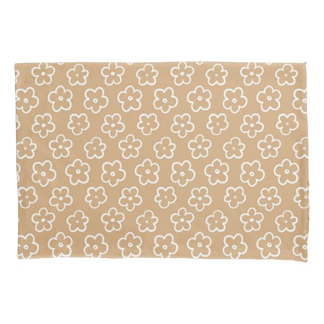Beige Vibrant Y2K Wildflower Bold Retro Spring  Pillowcase (Front)