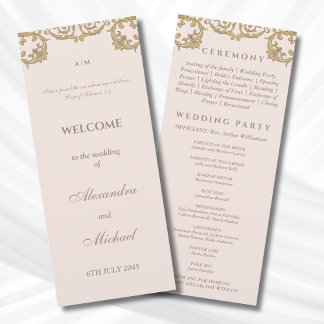 Beige Vintage Baroque Christian Wedding Program