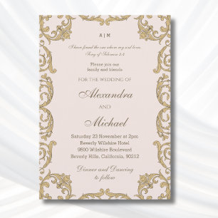Beige Vintage Bible Verse Christian Wedding Invitation