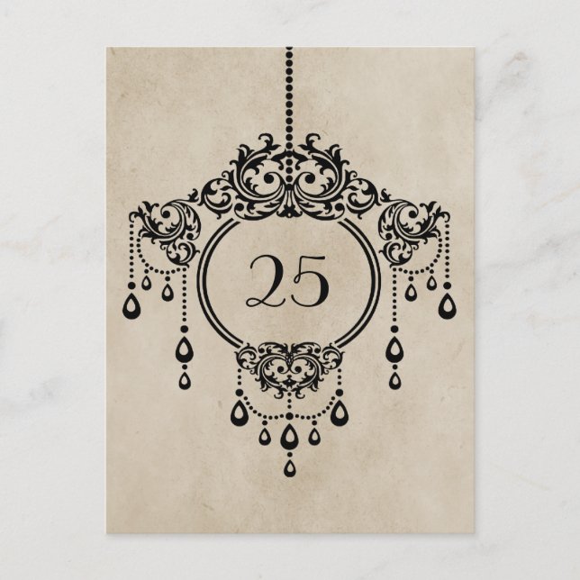 Beige Vintage Chandelier Table Number Postcard (Front)