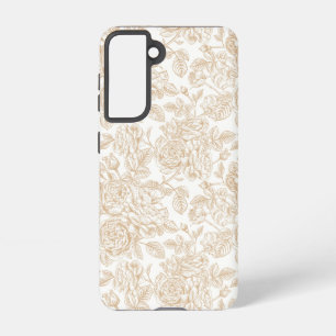 Beige Vintage Rose Flower Pattern Samsung Galaxy Case