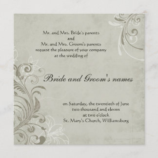 Beige vintage swirl wedding invitation