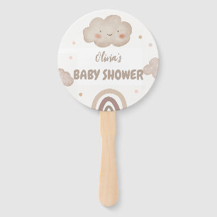 Beige Watercolor Baby Shower Hand Fan