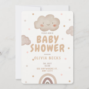 Beige Watercolor Baby Shower Invitation