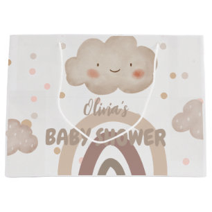 Beige Watercolor Baby Shower Large Gift Bag